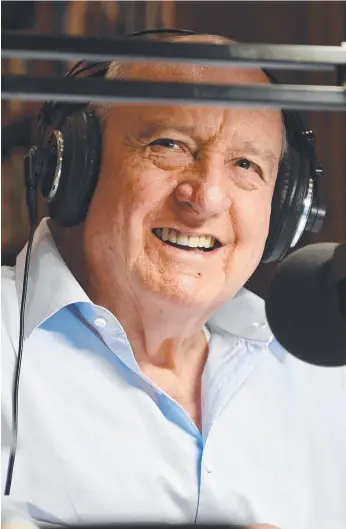  ?? Picture: AAP IMAGE ?? Broadcaste­r Alan Jones presents his final breakfast show for 2GB from his home at Fitzroy Falls in the NSW Southern Highlands yesterday.