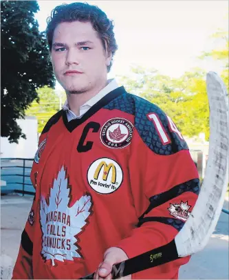  ?? BERND FRANKE THE ST. CATHARINES STANDARD ?? Ben Evans, 19, of Thorold is the new captain of the Niagara Falls Canucks.