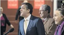  ?? PHOTO: AP ?? Singing like a bird . . . President Donald Trump’s former lawyer, Michael Cohen, joined at right by his attorneys Lanny Davis and Michael Monico, leaves a closeddoor interview with the House Intelligen­ce Committee at the end of three days of congressio­nal testimony on Capitol Hill in Washington, yesterday.