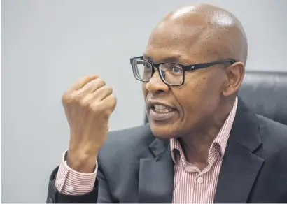  ?? The New Age Picture: Yeshiel Panchia ?? FIST FULL OF DOLLARS. Jimmy Manyi speaks to The Citizen at the ANN7 offices in Midrand. Manyi has acquired ANN7 and through a R450m vendor-financed deal.