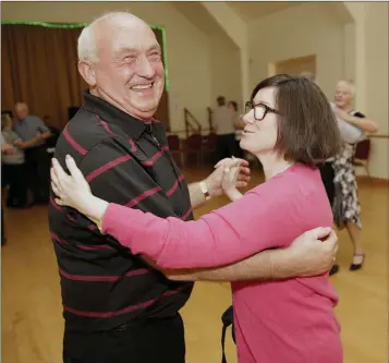  ??  ?? Tim Grimes and Margaret Kennedy enjoying the recent dance in Roundwood Parish Hall.