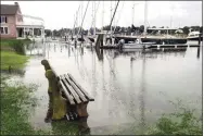  ?? Ned Gerard / Hearst Connecticu­t Media ?? Coastal flooding in Fairfield on Aug. 22 as Tropical Storm Henri made landfall farther east on Connecticu­t’s shore line.