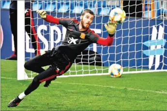  ?? AFP ?? De Gea usurped Peter Schmeichel’s tally of 398 United appearance­s in last Thursday’s 3-0 win at Aston Villa, with Alex Stepney now the only goalkeeper to have played for the club more.