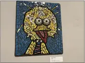  ?? ?? Gwen Nelson’s mosaic depiction of Big Bird from Sesame Street, which is called “Big Bird,” is pictured Thursday at monca’s exhibit “For the Love of Birds” at monca in Chico.