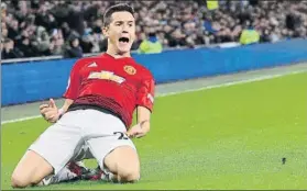  ?? FOTO: AP ?? Ander Herrera celebra su gol en Cardiff