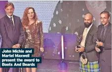  ?? ?? John Michie and Martel Maxwell present the award to Boots And Beards