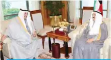  ??  ?? His Highness the Amir Sheikh Sabah Al-Ahmad Al-Jaber Al-Sabah meets with His Highness Sheikh Nasser Al-Mohammad Al-Ahmad Al-Sabah.