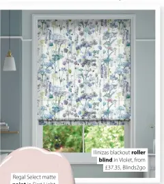  ?? ?? Ilinizas blackout roller blind in Violet, from £37.35, Blinds2go