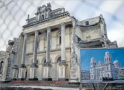  ?? Photo: IAIN McGREGOR/FAIRFAX NZ ?? The quake-damaged Cathedral of the Blessed Sacrament on Barbadoes St, Christchur­ch.