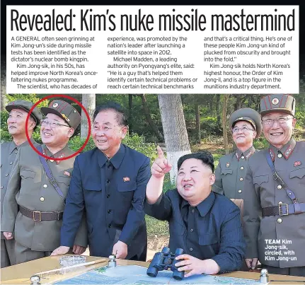  ??  ?? TEAM Kim Jong-sik, circled, with Kim Jong-un
