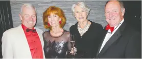  ??  ?? The Splash of Red Gala owes much of its success to the Beddoe family, who matched all donations made this night. Pictured, from left, are Clive Beddoe and his wife Ruth with Jane Beddoe and her husband Steve.