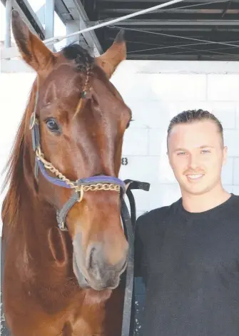  ??  ?? Jake Turpin with his horse Mattgregor and (below) playing for the Broncos in the NRL.