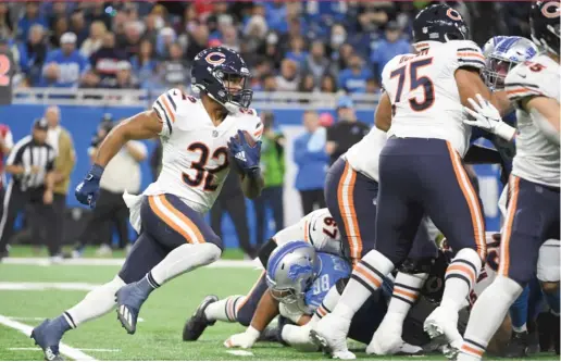  ?? NIC ANTAYA/GETTY IMAGES ?? Bears running back David Montgomery needs to return to form after struggling against the Lions’ woeful run defense Thursday at Ford Field.