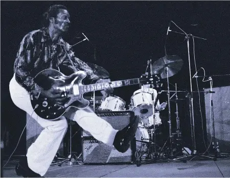  ?? NOVOVITCH / AFP / GETTY IMAGES FILES ?? Rock and roll icon Chuck Berry plays in concert in France in 1981. Berry died Saturday at the age of 90, police in Missouri said. “The St. Charles County Police Department sadly confirms the death of Charles Edward Anderson Berry Sr., better known as...