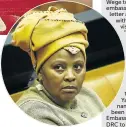  ??  ?? THE embassy official fired for helping Michelle Wege travel to South Africa using a fruadulent document — allegedly on the instructio­n of Defence Minister Nosiviwe Mapisa-Nqakula — has given a blow-by-blow account of the saga.
Abdoulkari­m Ciza, a...