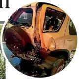  ?? JOEL MAXWELL/STUFF ?? Kevin Higgs, wife Carolyn Higgs and her brother Robert Gaylard, who survived a collision with a stolen car being chased by police. Above, their damaged Honda.