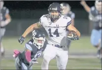  ?? PHOTO BY TONY AVELAR ?? Bellarmine wide receiver Chris Jaeb (14) breaks a tackle to score a touchdown against Valley Christian in the third quarter at Valley Christian High School in San Jose on Oct. 29.
Homestead at Santa Clara, 7 p.m.
Los Gatos at Milpitas, 7 p.m. Leland at Lincoln, 7 p.m. Branham at Leigh, 7 p.m. Willow Glen at Pioneer, 7 p.m.
Prospect at Westmont, 7 p.m.
Saturday Bellarmine at St. Ignatius, 2 p.m.
Sacred Heart at Mitty, 2 p.m.
Valley Christian at Riordan, 2 p.m.