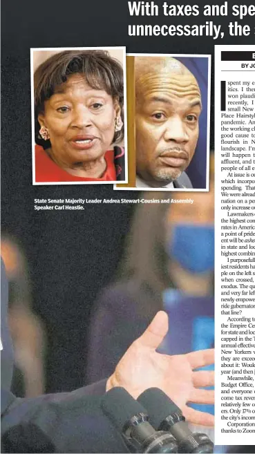  ??  ?? State Senate Majority Leader Andrea Stewart-Cousins and Assembly Speaker Carl Heastie.