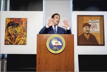  ?? Noah Berger Associated Press ?? ASSEMBLYMA­N Rob Bonta speaks last month after Gov. Gavin Newsom announced his nomination to serve as California’s attorney general. Bonta will be the first Filipino American to lead the state justice department.