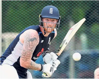  ?? — AFP ?? Hard at work: England’s Ben Stokes batting the ball during a practice session at the Rangiri Dambulla Internatio­nal Cricket Stadium in Dambulla yesterday.