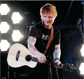  ?? (Kevork Djansezian/Getty Images/TNS) ?? ED SHEERAN PERFORMS at the Grammy Awards in 2017.