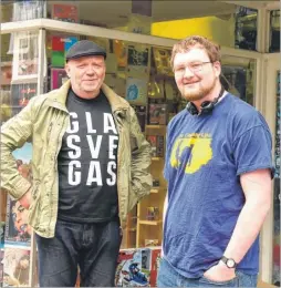  ??  ?? Paul Denbry and Joe Hills at the former Whatever Comics shop which is now called Soundz ‘n’ Sitez