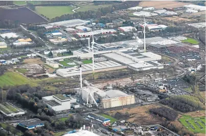  ??  ?? The Michelin factory and Baldovie incinerato­r which will work together on energy production.