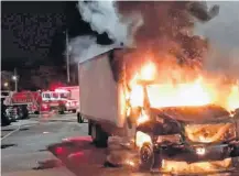  ?? COURTESY DIGBY FIRE ?? A screenshot from a video of a Nov. 5 fire that destroyed and damaged three vehicles at the wharf in Digby.