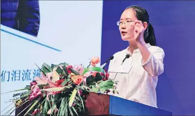  ?? PROVIDED TO CHINA DAILY ?? Champion Chen Qiyu from Tsinghua University speaks at this year’s 21st Century National English Speaking Competitio­n, sponsored by China Daily.