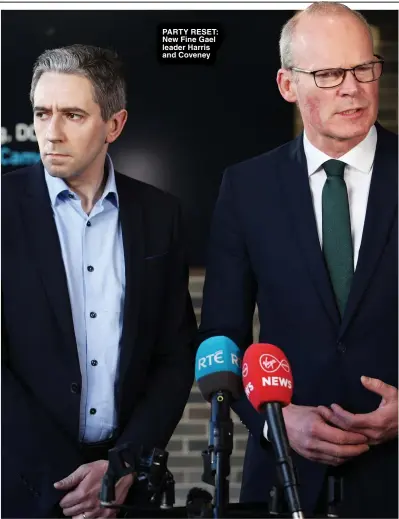  ?? ?? PARTY RESET: New Fine Gael leader Harris and Coveney