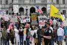  ?? Photograph: Nicholas Kamm/ AFP via Getty Images ?? Protesters in Harrisburg, Pennsylvan­ia, on 20 April.