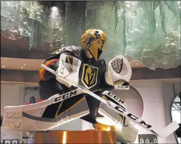  ?? Janna Karel Las Vegas Review-Journal ?? Bellagio Patisserie displayed a chocolate sculpture of Vegas Golden Knights goaltender Marc-Andre Fleury on April 9, just in time for the Stanley Cup playoffs.