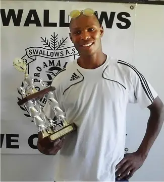  ?? Photo: Supplied ?? Aphiwe Gedese was named the Swallows Rugby Club’s Sportsman of the Year at the annual awards ceremony on Saturday.