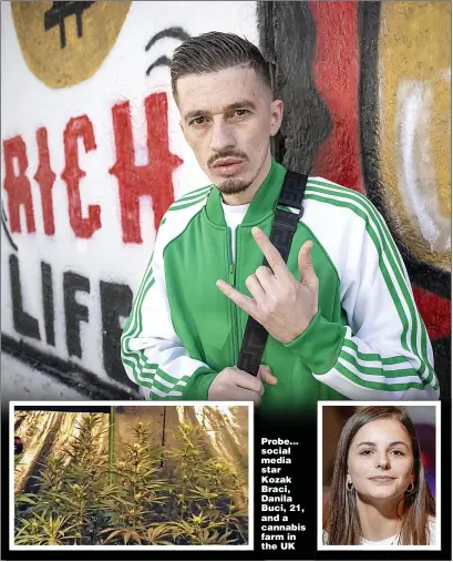  ?? ?? Probe... social media star Kozak Braci, Danila Buci, 21, and a cannabis farm in the UK