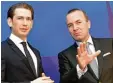  ?? Foto: Hans Punz, dpa ?? Zwei, die sich verstehen: Sebastian Kurz (links) und Manfred Weber bei der EVP Tagung in Wien.