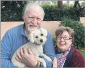  ?? Kelly Weimer ?? BUILDING A ‘FOREVER HOME’ James Mitchell, 89, and his wife, Alice, 78, are shown with their dog Gigi. Their home in Montecito was the culminatio­n of a longtime dream for retirement.