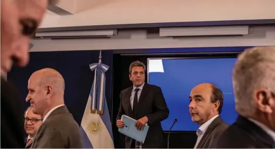  ?? BLOOMBERG/ ANITA POUCHARD SERRA ?? Sergio Massa, Argentina's economy minister, pictured during a press conference at the Economy Ministry building in Buenos Aires.