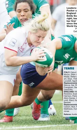  ?? PICTURES: Getty Images ?? Leaders: Marlie Packer captains England with Emily Scarratt, right, back for her first Test since the 2022 World Cup final