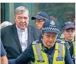  ?? FOTO: AP ?? Kardinal George Pell nach seiner Verurteilu­ng.