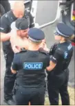  ??  ?? A man is arrested on Herne Bay seafront during the air show