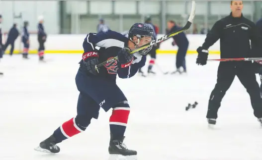  ?? MICHAEL BELL ?? The Regina Pats are still trying to recruit Denver-born forward Ty Smilanic, who is shown at the WHL team’s rookie camp in 2017.