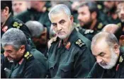  ?? PTI ?? In this file photo provided by an official website of the office of the Iranian supreme leader, Revolution­ary Guard Gen. Qassem Soleimani, center, attends a meeting in Tehran, Iran