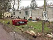  ?? EVAN BRANDT — DIGITAL FIRST MEDIA ?? The owner of the Ridgeview Terrace mobile home park told the Limerick Supervisor­s Tuesday that he cannot legally take people’s possession­s off their property, even if some feel it is trash and debris.