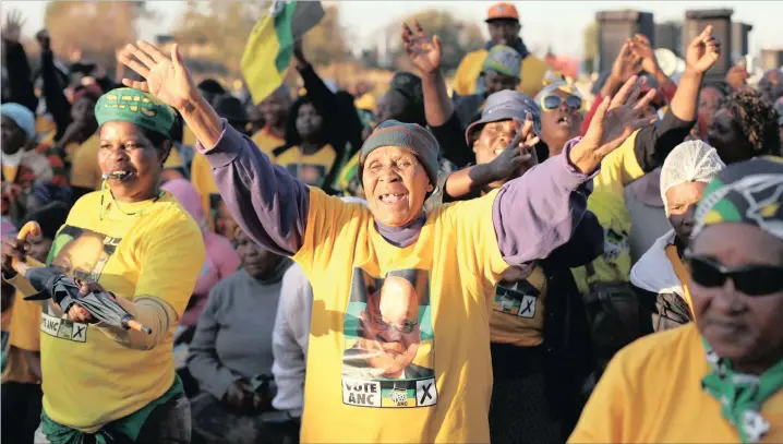  ?? PICTURE: SIPHIWE SIBEKO / REUTERS ?? STILL LOYAL CADRES: There’s no need for despondenc­y, says the writer, but there is a need to develop an honest understand­ing of the weaknesses and challenges ahead.