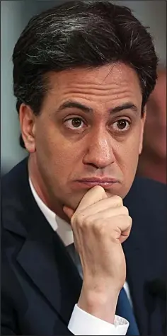  ??  ?? Sensitive: A pensive-looking Ed Miliband yesterday