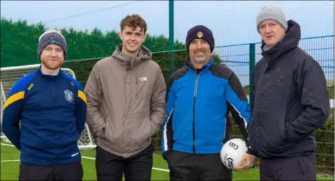  ?? ?? The Tarbert Comprehens­ive School football team management, from left, Comac Leen, Martin Stack, Kieran Culhane and Martin Trench