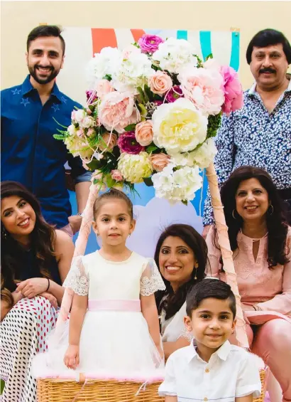  ??  ?? Suresh Basantani (top-right) with his family in Abu Dhabi. The story of how he landed here is a hit among three generation­s of the family.