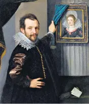  ??  ?? Crafty: a 17th-century portrait of a man revealing a painting of his betrothed by an unknown artist received more than 50 bids