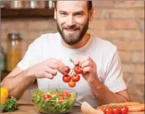  ?? ROSSHELEN, GETTY ?? Try going meatless one or two days a week and filling up on plant-based foods.