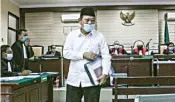  ?? DIMAS MAULANA/JAWA POS ?? SIDANG PERDANA: Saiful Ilah mengikuti pembacaan dakwaan di Pengadilan Tipikor Surabaya kemarin (3/6).